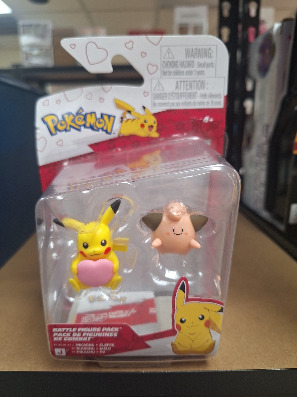 Pokemon Yellow Pikachu & Pink Cleffa Heart Figure Pack